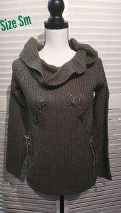 Army Green Cowl Neck Sweater